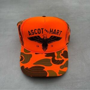 Ascot and Hart Women's Orange Camo Hat